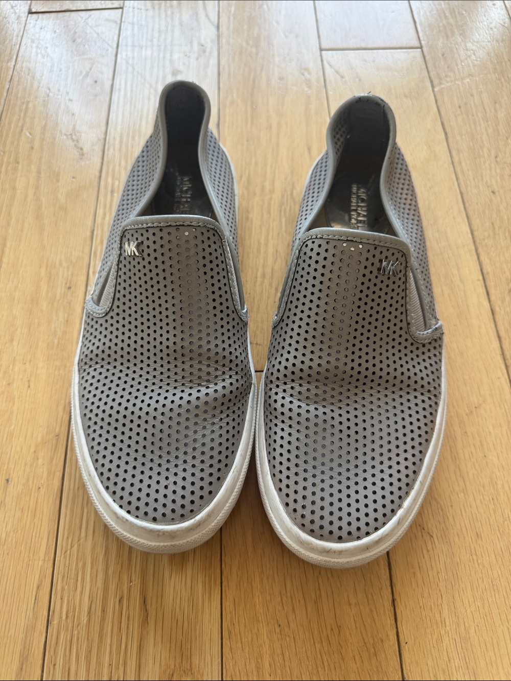 Michael Kors Gray Perforated Slip-On Loafers